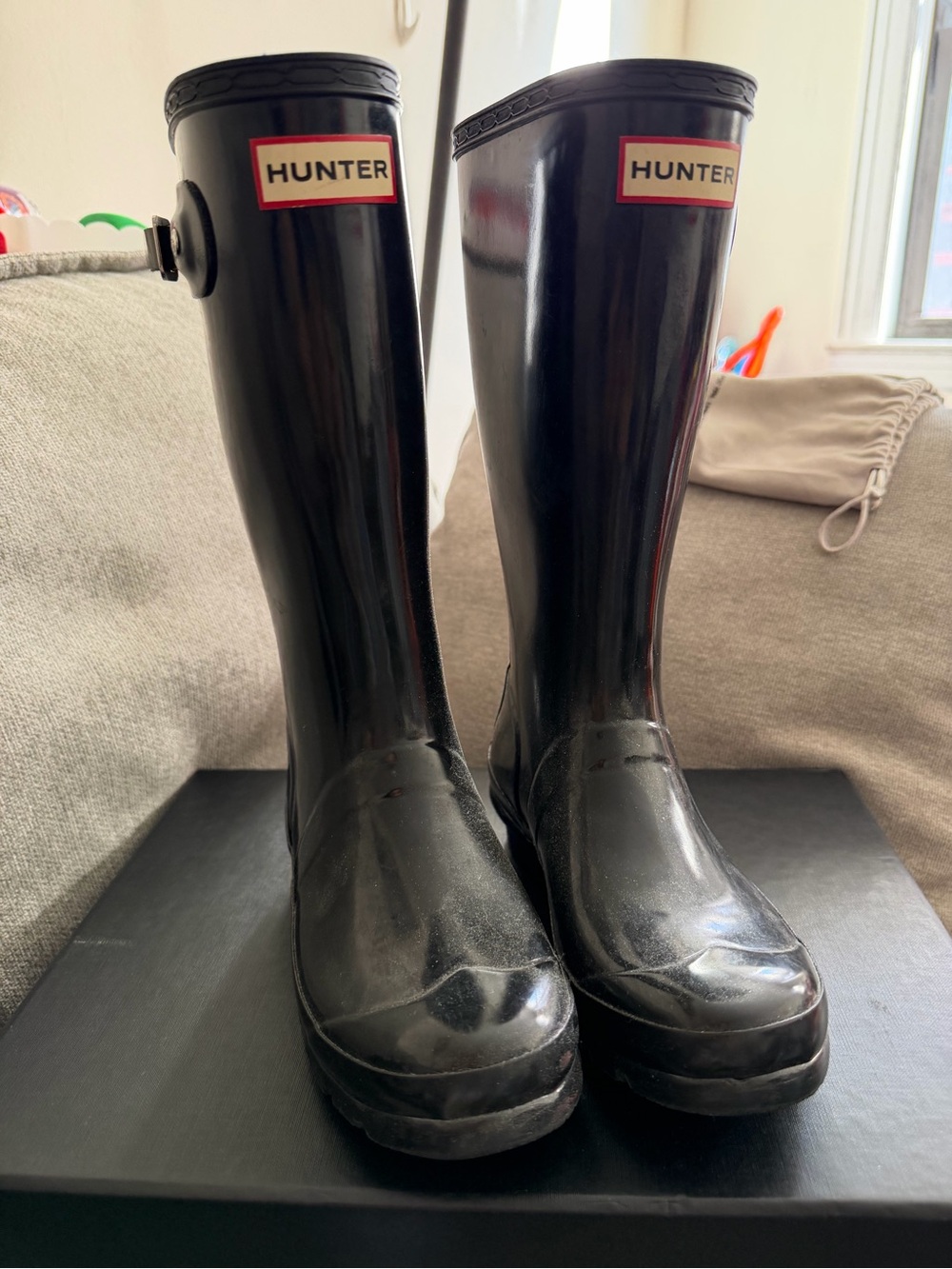 Hunter Girl’s Black Gloss Tall Rain Boots - Classic Waterproof Style